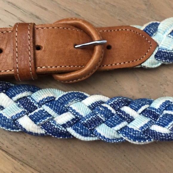Brown Leather woven denim braided canvas novelty belt main image 7